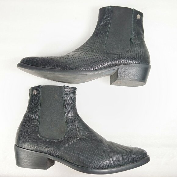 Twisted Tailor Black Textured Chelsea Boots Men’s 43 / US 10 Excellent Cond - Picture 5 of 14